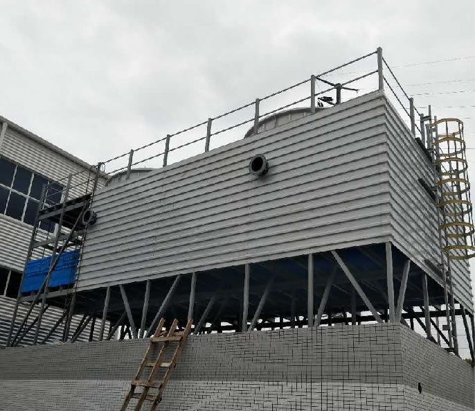 江苏晶华JFN800*2全玻璃钢冷却塔框架安装